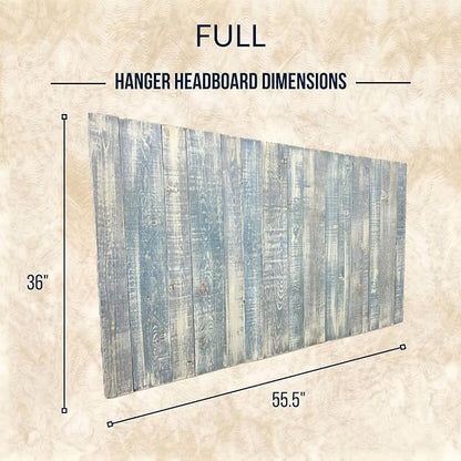 Barn Walls Full Wood Headboard - Blue Powderwash Farmhouse Design - Wall Mounted Floating Headboard for Full Bed - Handcrafted Solid Wood - Easy No-Drill Installation