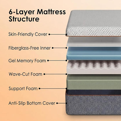 AMADA HOMEFURNISHING Queen Adjustable Bed Frame and 10 Inch Gel Memory Foam Mattress Set, Head & Foot Incline, Wireless Remote, USB Ports, LED Night Light