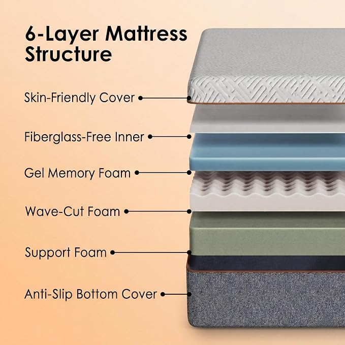 AMADA HOMEFURNISHING Queen Adjustable Bed Frame and 10 Inch Gel Memory Foam Mattress Set, Massage, Head & Foot Incline, Wireless Remote, USB Ports, LED Night Light