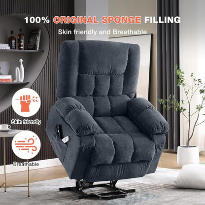 MAHOMICO Power Lift Recliner Chair for Elderly with Vibration Massage and Lumbar Heating, Electric Lift Recliner Single Sofa with Side Pocket and USB Charge Port for Living Room