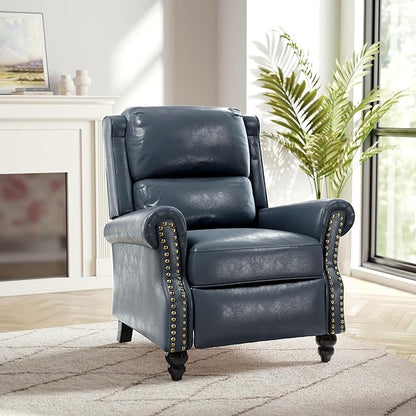 Faux Leather Recliner Chair, Modern Pushback Armchair with Adjustable Backrest & Footrest for Bedroom, Living Room
