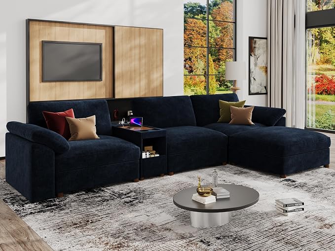 EASE MOOSE L Shape Sectional Sofa, Oversized Deep Seat Modular Sofa