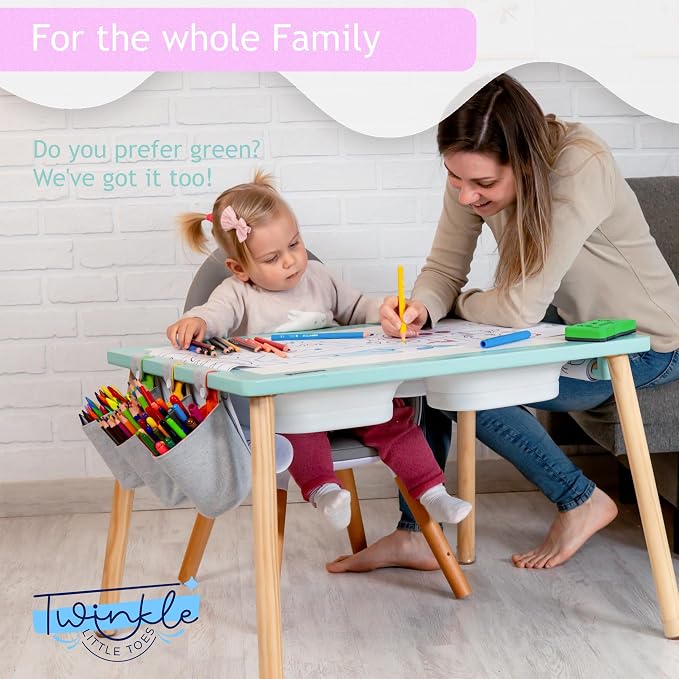 Sensory Table for Toddlers Wooden Montessori Adjustable Activity Table | Adjustable height grows with child · 3 sensory bins · Converts to activity table · Montessori open-ended play · Storage bags