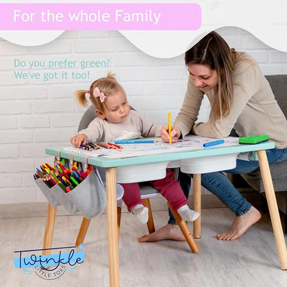 Sensory Table for Toddlers Wooden Montessori Adjustable Activity Table | Adjustable height grows with child · 3 sensory bins · Converts to activity table · Montessori open-ended play · Storage bags