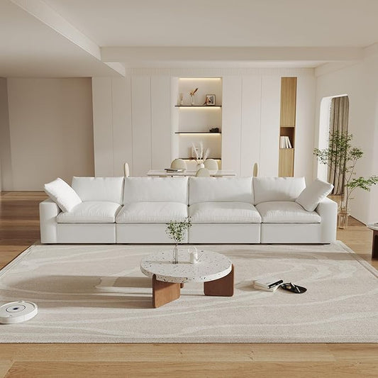 Cloud Modular Sectional Sofa Couch,4 Seater Sofa for Living Room,160.6" Convertible Couches, Covers Washable&Replaceable,White