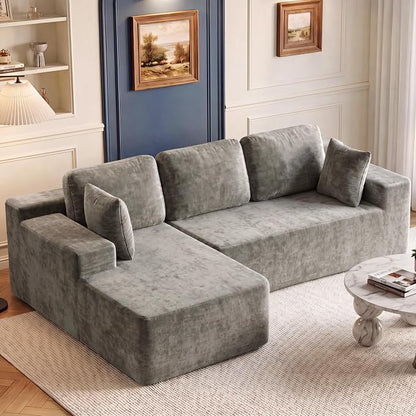 Homall 110" Boneless Sectional Couch, Modular Sectional Sofa L-Shape Couch with Deep Seat, Cloud Comfy Boneless Couch for Living Room, No Assembly Required (Chenille, Grey)