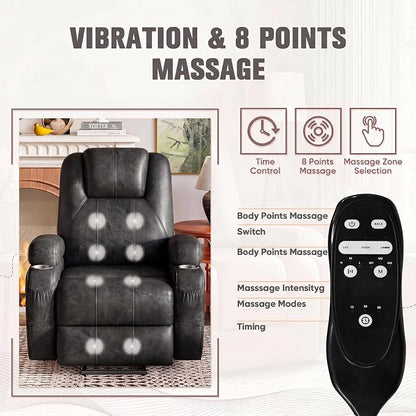 Flamaker Power Lift Recliner Chair Electric Lift Recliner for Elderly Power Lift Recliner Chair with Cup Holders Side Pockets for Living Room (Leathaire, Light Black)