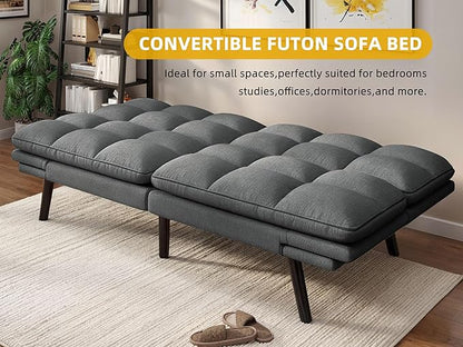 YITAHOME Convertible Futon Sofa Bed, 70" Folding Futon Set for Living Room Home Office Aprtment, Modern Futon Couch with Adjustable Backrest & Armrests, Recliner Lounge, Loveseat Sofa