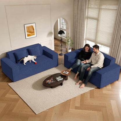 75'' Cloud Loveseat Sofa, No Assembly Required Comfy Deep Seat Teddy Couches 1 pcs for Living Room, Bedroom, Apartment(Teddy Fabric-Blue)