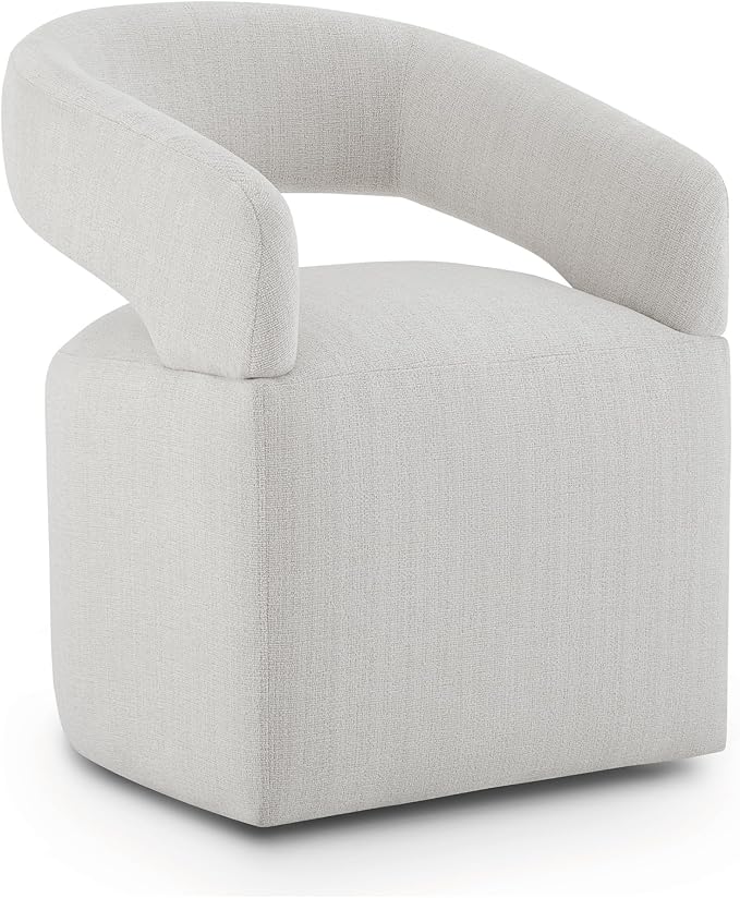 KISLOT Upholstered Dining Chairs with Casters Modern Barrel Side Armchair with Rollers for Diningroom Bedroom Livingroom Reading Room,Milk,1PCS
