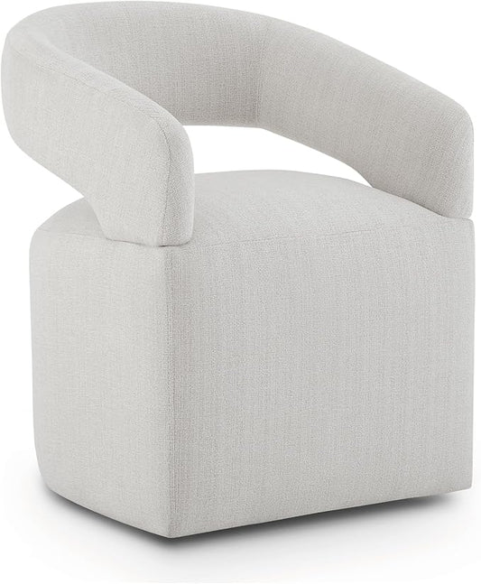 KISLOT Upholstered Dining Chairs with Casters Modern Barrel Side Armchair with Rollers for Diningroom Bedroom Livingroom Reading Room,Milk,1PCS