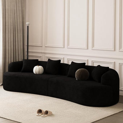 131" Curved Modular Sectional Sofa for Living Room, Modern Chenille Oversized Cloud Couch Sofa, Luxury Plush Extra Deep 4-Seater Boucle Couch for Apartment‌‌, No Assembly Required, Black