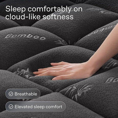 Niagara Sleep Solution Ultra Soft California King Size Mattress Topper - Rayon Derived from Bamboo Pillow Top Mattress Pad for Back Pain Relief - Naturally Cooling for Hot Sleepers, Dark Gray