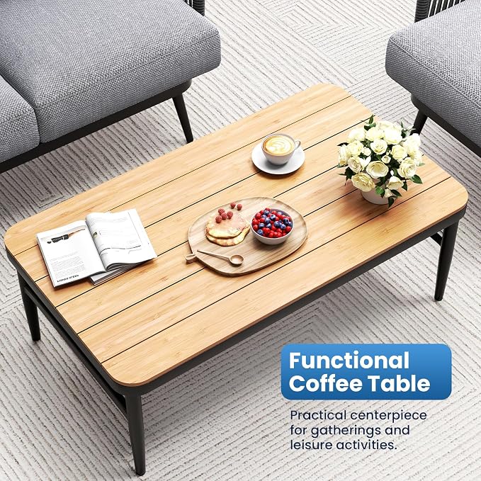 Jocoevol Outdoor Patio Furniture Set 5-Piece, Outdoor 4-Seat Sofa with Coffee Table, Waterproof Thick Cushion Patio Conversation Set, All Weather Outdoor Couch Set for Deck, Lawn, Balcony, Porch