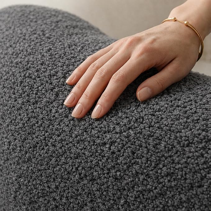Sofa Corner Modular, Modern Boneless Sofa with Deep Seat, Sherpa Boucle Cloud Couch for Living Room, Cozy Teddy L-Shaped Couches, No Assembly, Gray, Sofa Corner Modular