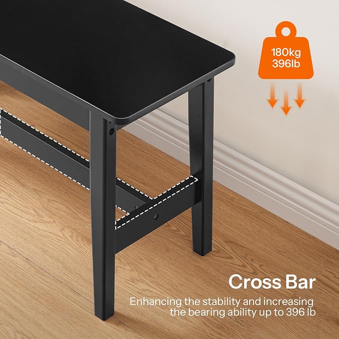 HOOBRO 39.3'' Bamboo Dining Bench, Farmhouse Kitchen Table Bench, Kitchen & Living Room Furniture, Easy to Assemble, Sturdy and Stable, Black BK03CD01G2