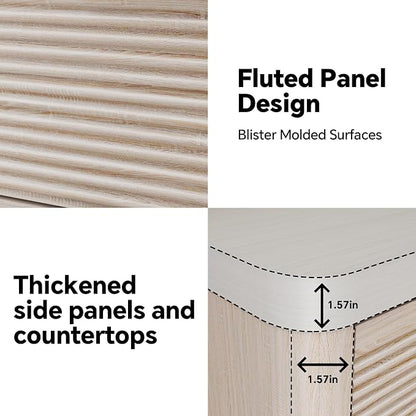 FUSUNBAO Fluted 6 Drawer Dresser, Modern Wood Dresser for Bedroom,TV Stand,Thickened Curved Profile Design,Bedroom,Entryway,Wood Drawer Organizer(Natural Oak)