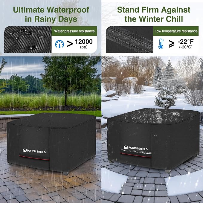 Porch Shield Square Patio Fire Pit Cover Fade Resistant Waterproof Outdoor Firepit Cover 32 x 32 inch for Gas Propane Fire Table