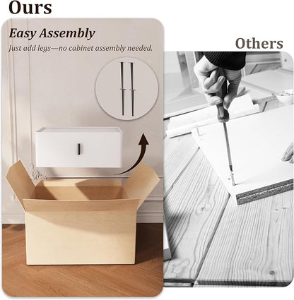 Nightstand Set of 2 with Single Drawer,Leather Side Table,Modern Bedside Table with Metal Legs for Bedroom,Small Accent End Table,White
