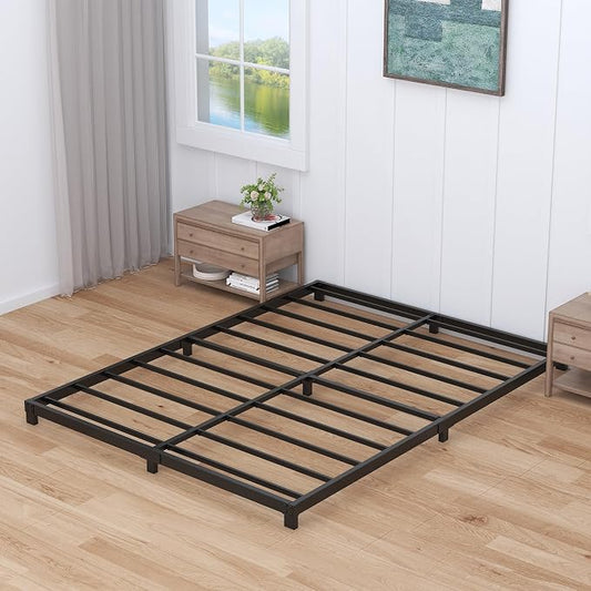 Nailsong 3 Inch Bed Frame King Size Low Profile, King Bed Frame No Box Spring Needed, Heavy Duty Metal, Easy Assembly, Black