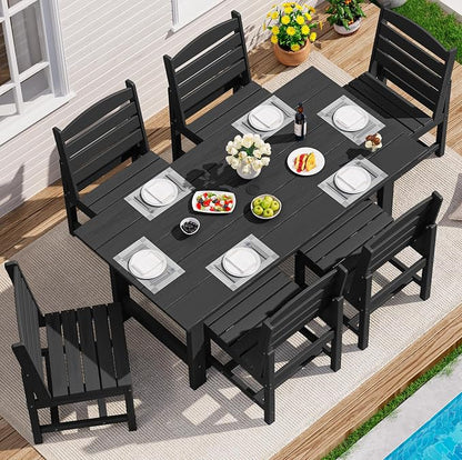 SERWALL Armless Outdoor Dining Chair Set of 2, All Weather Resistant,Black