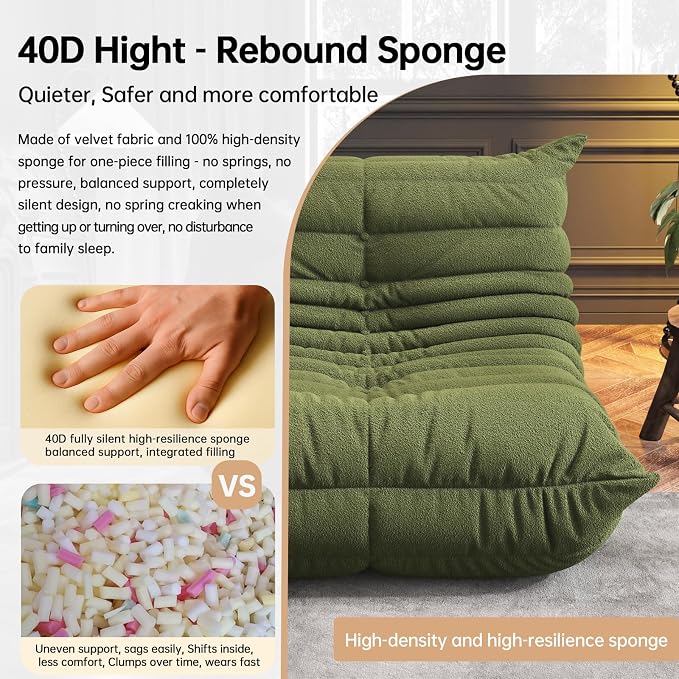 WHGBJA Bean Bag Chair for Adults, Lazy Bean Bag Sofa for Bedroom, Living Room, Reading, Gaming Floor Sofa Chair, Boneless, Comfy
