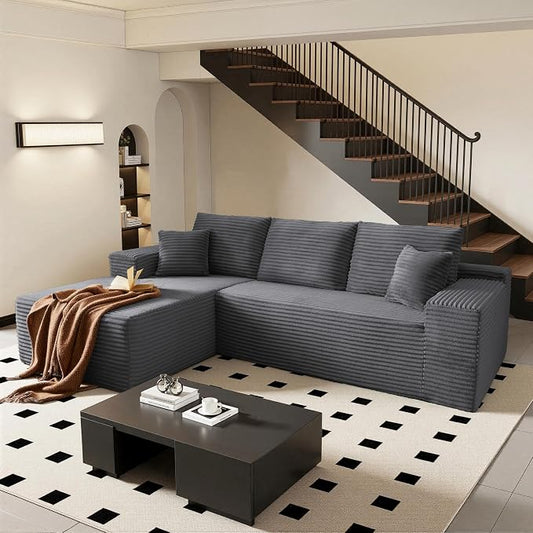 AUGOP 108" Sectional Couches for Living Room Modern Modular Sofa with L-Shape Couchs Upholstered Boneless Couch Deep Seat Sectional Couch with Chaise (Dark Grey, 108" Left Facing Chaise+2Seaters)