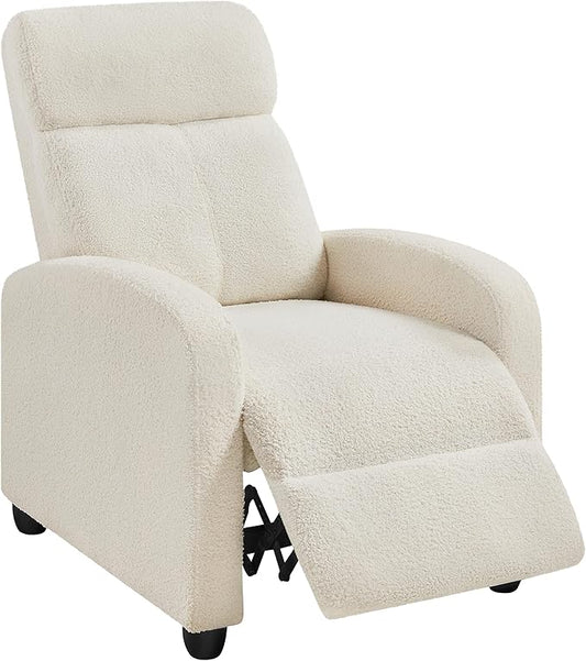 Topeakmart Fabric Recliner Chair Adjustable Modern Single Sofa Chair with Pocket Spring Living Room Bedroom Home Theater Ivory