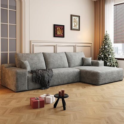 AUGOP 108" Sectional Couches for Living Room Modern Modular Sofa with L-Shape Couchs Upholstered Boneless Couch Deep Seat Sectional Couch with Chaise (Grey, Right Facing Chaise+2Seaters)
