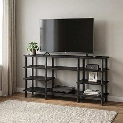 Furinno Turn-N-Tube 4-Tier Multipurpose Wide Shelf TV Stand, Espresso/Black