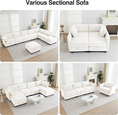 ORRD 3 Piece Modular Sectional Sofa Set, Convertible Couch with Storage, Sofa Modular for Living Room, Office (Beige)