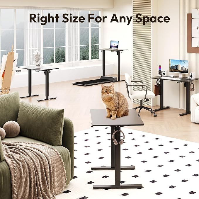 Electric Standing Desk,32x24 Inches Adjustable Height Stand up Desk, Sit Stand Home Office Desk with Splice Board, 3 Preset Heights,Equipped with Hooks,Ergonomic Computer Desk Workstation，Black