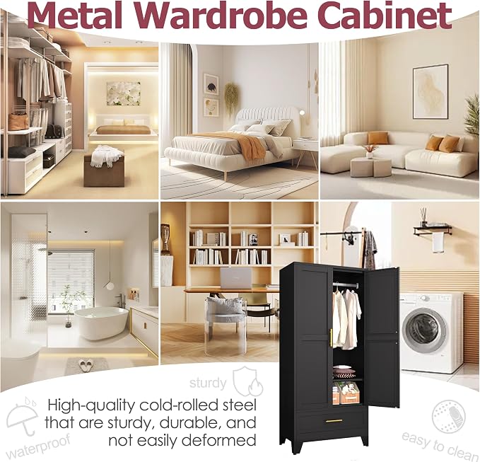 GAIOUS Steel Armoire Wardrobe Closet