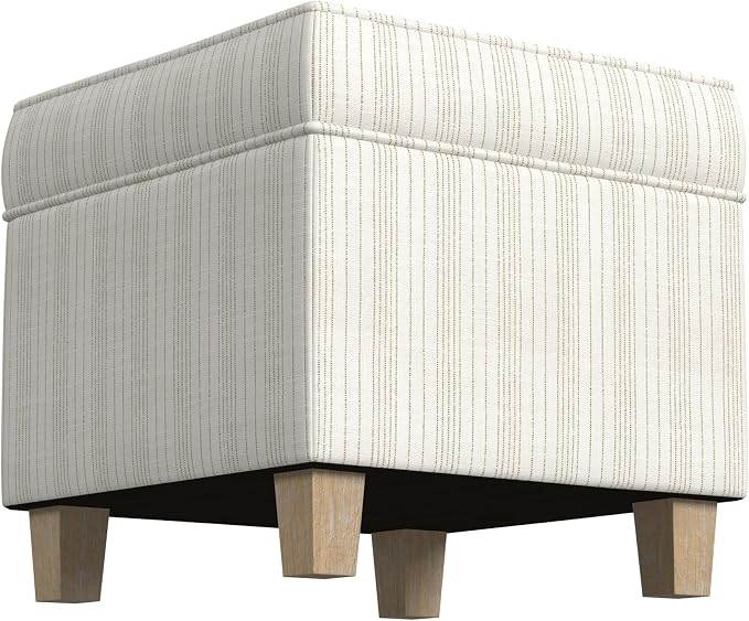HomePop 18" Classic Square Storage Ottoman - Marigold Pinstripe Cream