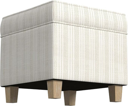 HomePop 18" Classic Square Storage Ottoman - Marigold Pinstripe Cream