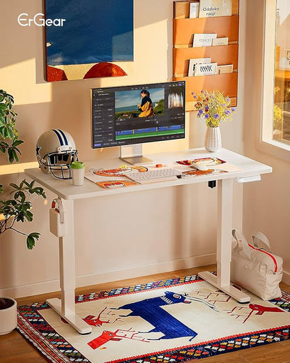 ErGear Height Adjustable Electric Standing Desk, 40 x 24 Inches Sit Stand up Desk, Memory Computer Home Office Desk, White