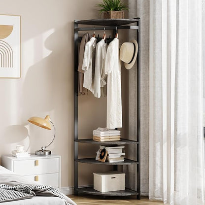 Coat Rack Freestanding with 6 Double Hooks, Shoe Bench & Storage Shelf - Freestanding Hall Tree Organizer for Entryway, Bedroom, Living Room, Space-Saving,Stone Grey
