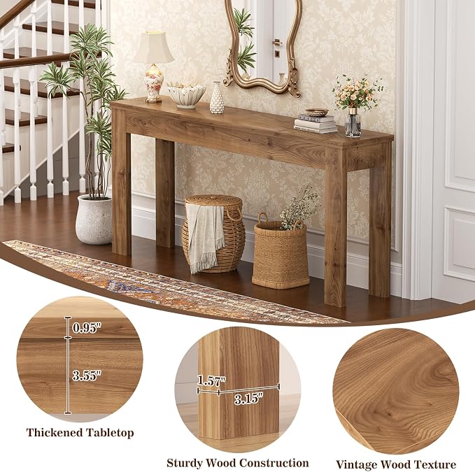 Armocity Console Table, 47" Farmhouse Wood Entryway Table, Sofa Tables Narrow Long Behind Couch, Entry Table for Entrance, Hallway, Living Room, Brown Oak