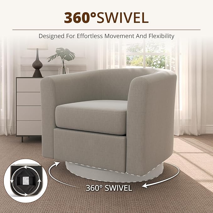 Swivel Accent Chair with Storage Ottoman Set of 2, Modern Velvet Barrel Chair, Upholstered Armchair with Footrest for Living Room/Reading/Bedroom, 25.4'' D x 28.35'' W x 24.4'' H, White