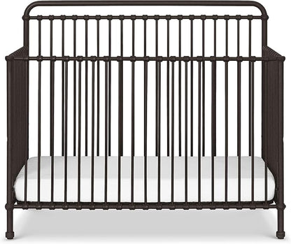 Namesake Winston 4-in-1 Convertible Crib w/ Wheels, Vintage Iron | GREENGUARD Gold Certified - Portable, Metal Baby Crib w/ Removable Wheels - Converts to Toddler Bed, Daybed & Full-Size Bed