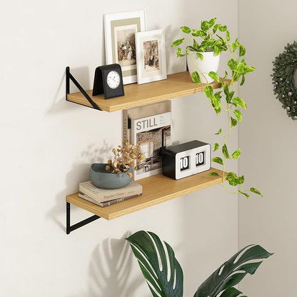 Axeman Deep Floating Shelves - 30 Inch Floating Shelves Set of 2-12 Inch Deep Oak Wall Shelves for Living Room Bathroom Kitchen