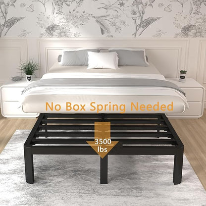ITIMIDI 12 Inch King Size Bed Frame, Heavy Duty Mattress Foundation and DIY Headboard, Safety Design with Rounded Corner Legs, King Platform Bed Frame, No Box Spring Needed, Noise Free, Black