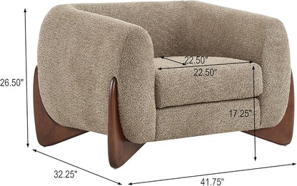 Christopher Knight Home Holly Modern Boucle Fabric Upholstered Club Chair for Living Room, Home Office, Apartment, Relaxing Chair with Removable Cushion and Birch Wood Legs, Light Brown