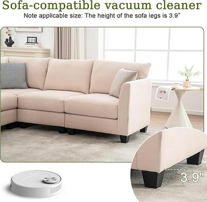 122.8" Large Sectional Couches for Living Room, 6 Seater L Shaped Modular Sectional Sofa with Storage Ottoman & USB, Oversized Corner Couch for Living Room（Beige）
