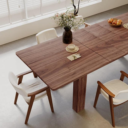 Extendable Dining Table for 6-10 Person, 55" to 86" Modern Dining Room Table, Rectangular Kitchen Table, Brown