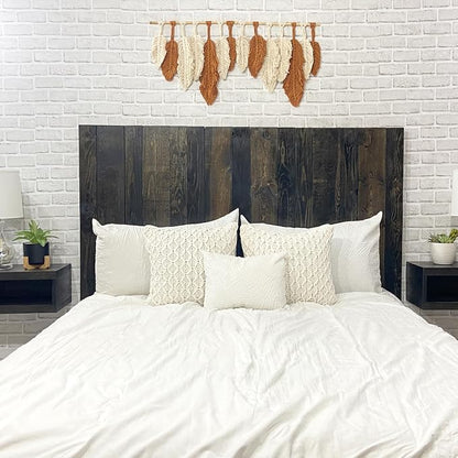 Barn Walls California King Wood Headboard - Black Barrel Rustic Design - Wall Mounted Floating Headboard for California King Bed - Handcrafted Solid Wood - Easy No-Drill Installation