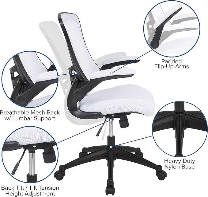 Flash Furniture Kelista Office Chair, Ergonomic, Mid-Back, Black Mesh with Swivel
