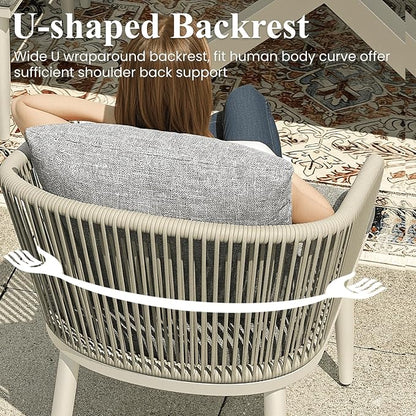 LayinSun 7 Pieces Outdoor Patio Dining Set, Aluminium Rectangular Dining Table and Wicker Rattan Chairs Set for Outside Backyard, Poolside