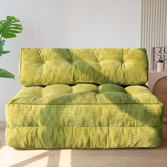MAXYOYO Folding Sofa Bed, Convertible Chair with Pilow Foldable Couch with Back Support, Portable Fold Out Chair Bed for Living Room Bedroom, Green Double