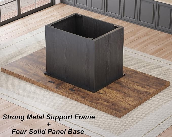 HSH Dining Table for 6 to 8, 71” Wood Rectangular Dinner Table, 6 ft Industrial Kitchen Table only with Black Pedestal, Modern Large Dining Room Table for Home Gathering Office, Rustic Brown, 71 Inch